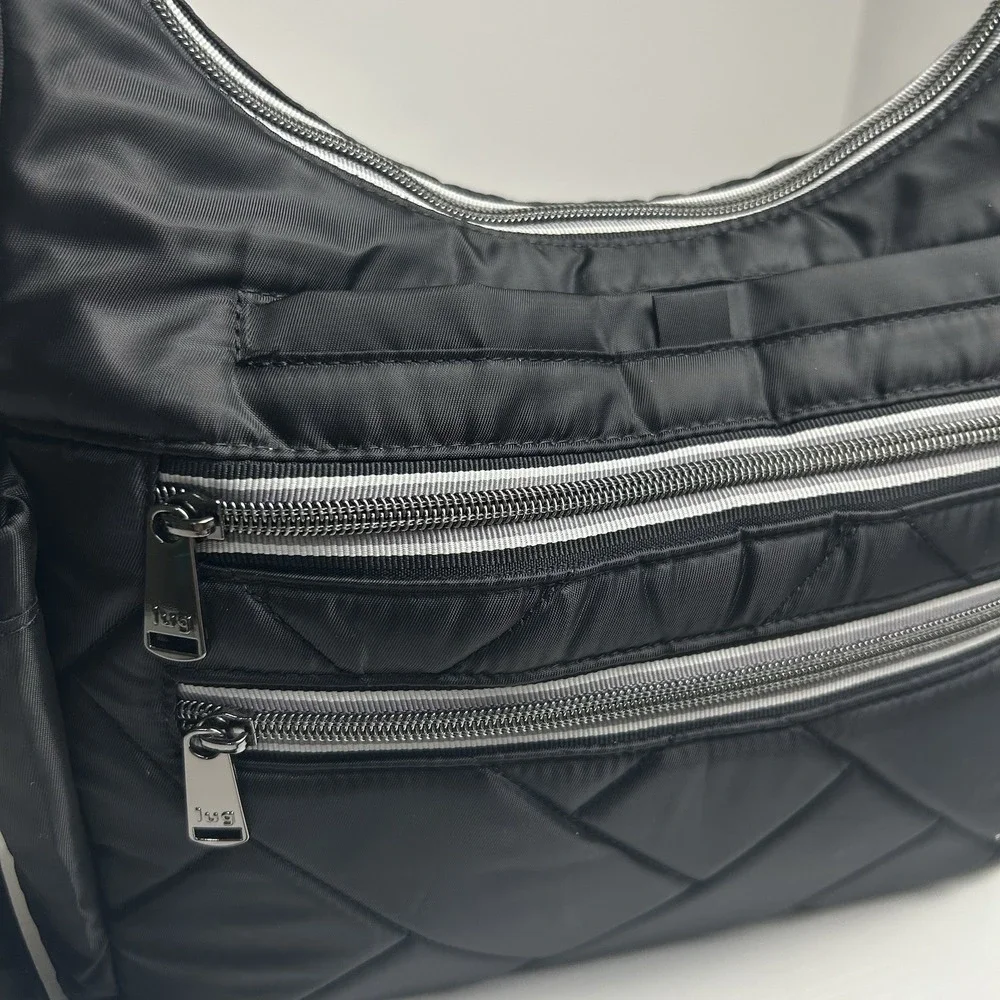 Lug Camper SE Black Quilted Crossbody Shoulder Bag Travel Zipper Organizer